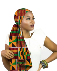 Stylish Ankara Wax Print Long Headwrap Shawl