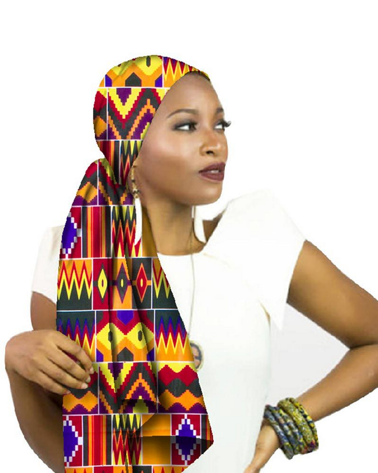 Stylish Ankara Wax Print Long Headwrap Shawl
