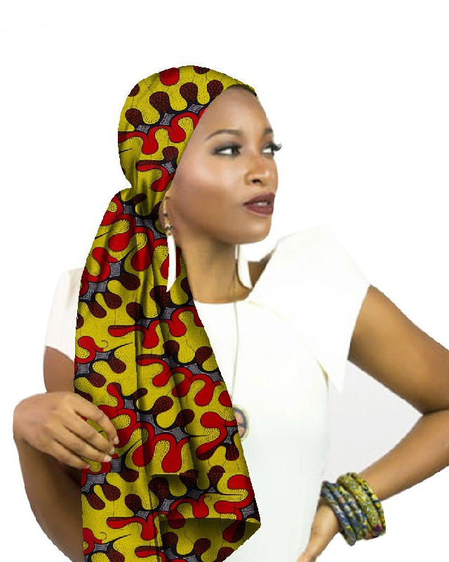 Stylish Ankara Wax Print Long Headwrap Shawl