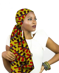 Stylish Ankara Wax Print Long Headwrap Shawl