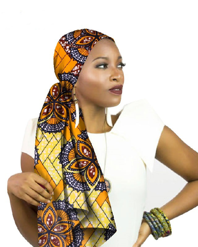 Stylish Ankara Wax Print Long Headwrap Shawl