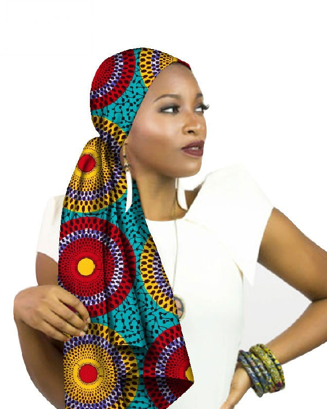 Stylish Ankara Wax Print Long Headwrap Shawl