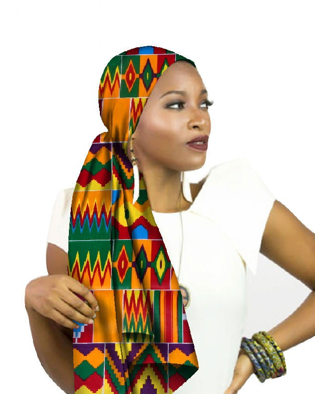 Stylish Ankara Wax Print Long Headwrap Shawl
