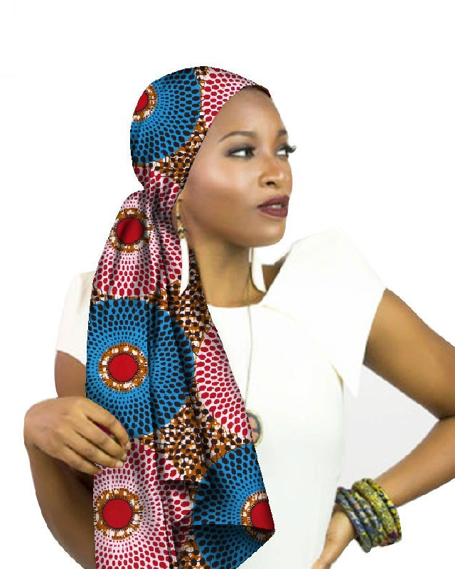 Stylish Ankara Wax Print Long Headwrap Shawl