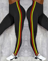 Juneteenth Stripe Contrast Print Leggings