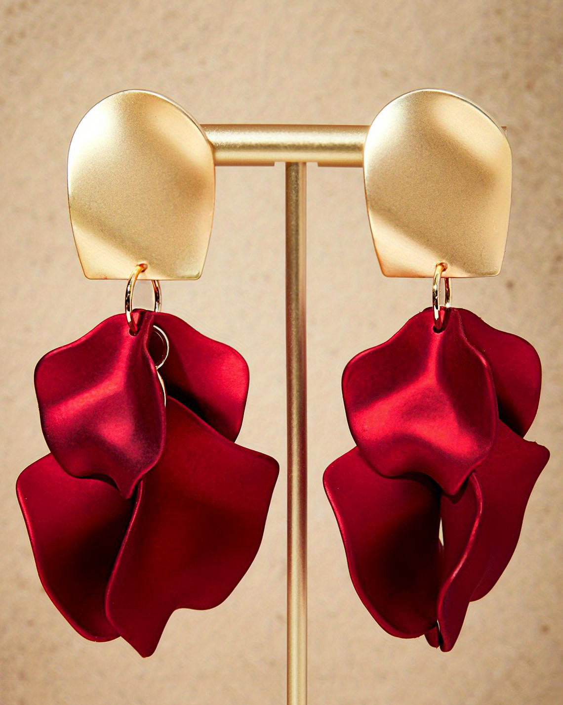 Elegant Rose Flower Steel Pin Drop Earrings