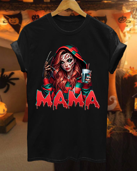 Killer Halloween Horror Mama Cotton Crew Neck Short Sleeve Tshirt