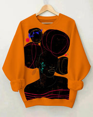 Melanin Women Face Art Print Crewneck Sweatshirt