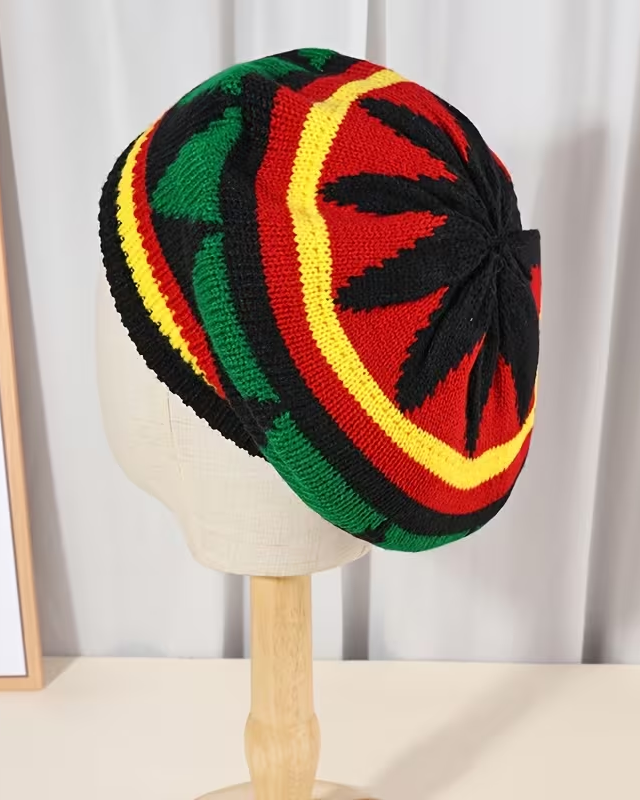 Women's Rasta Reggae Berets, Knitted Halloween Caps, Casual Outdoor Beanie Hats