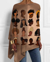 Black Brown Girl Hairstyle Irregular Top