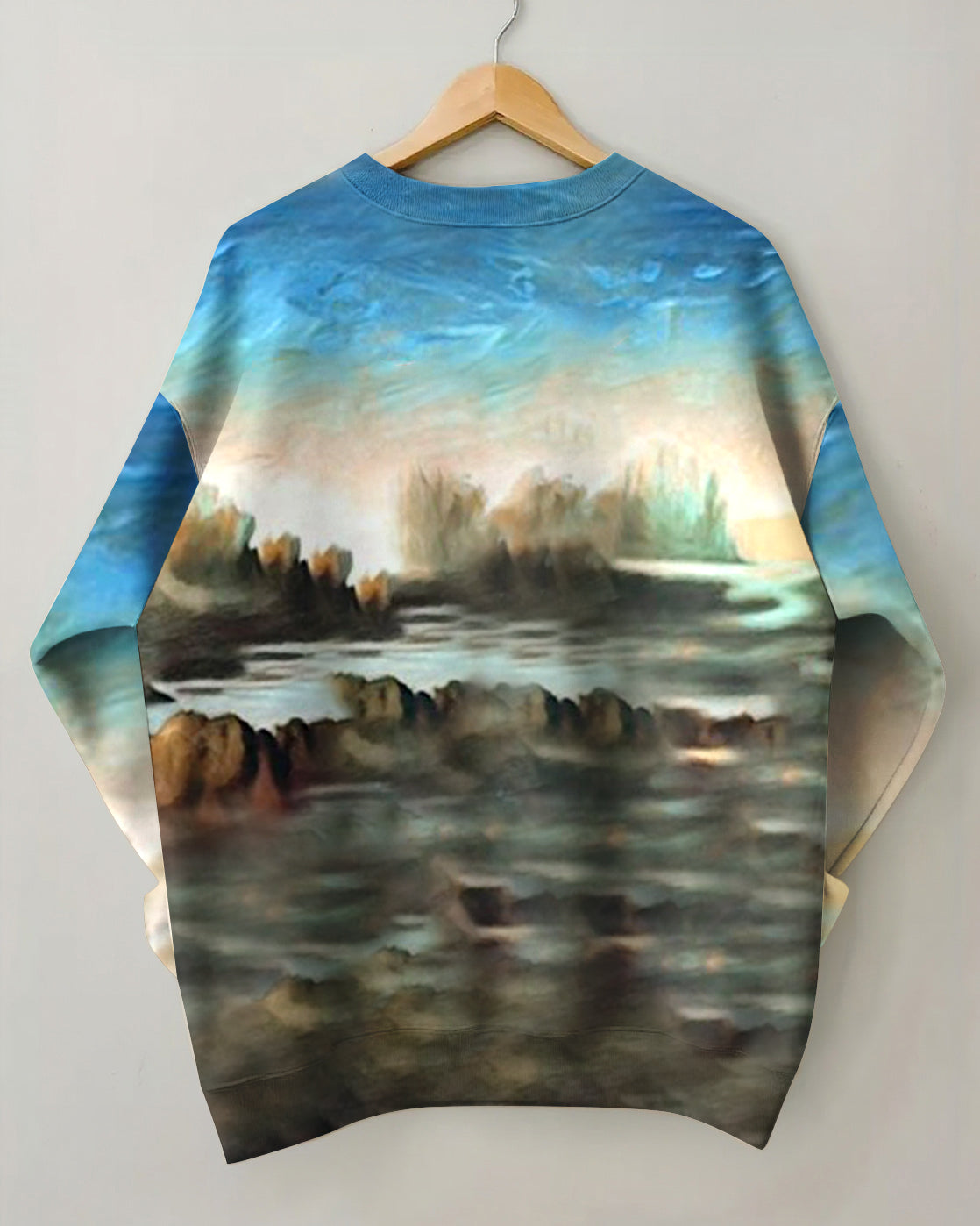 Black Mona Lisa Print Crewneck Sweatshirt