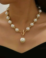 Multi-Layered Stackable Pearl Necklace + Earrings Jewelry Set