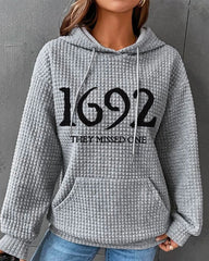 Women's 1692 They Missed One Salem Witch Print Waffle Hoodie