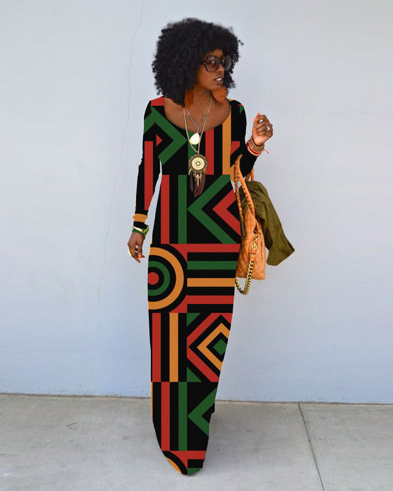 Juneteenth Crew Neck Long Sleeve Dress