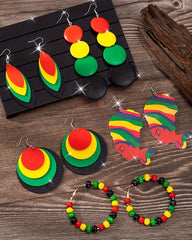 A Set of Five Reggae-colored Earrings
