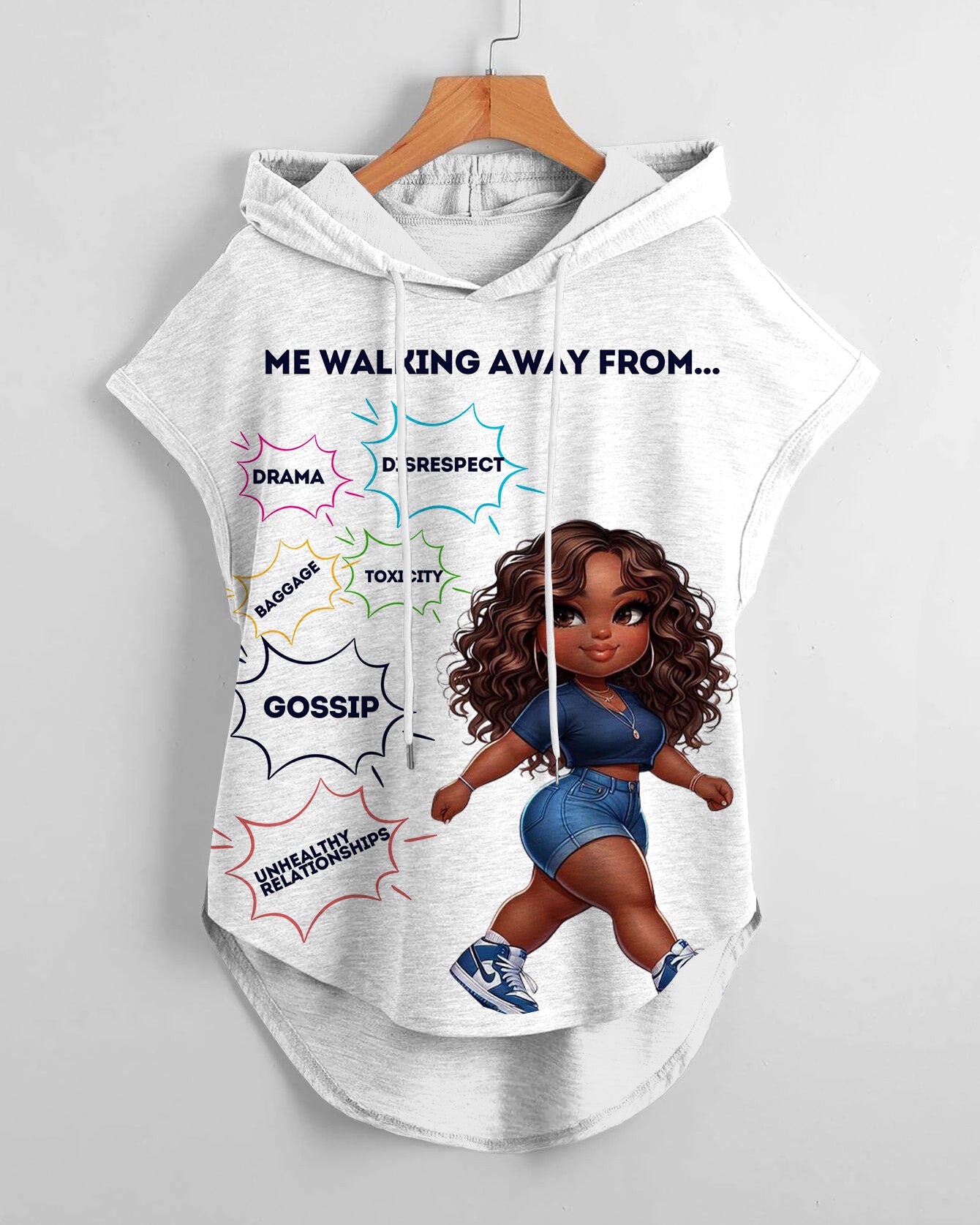 Me Walking Away From Drawstring Hooded Tee