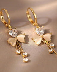 Clover Diamond Heart Earrings