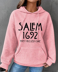 Women's 1692 They Missed One Salem Witch Print Waffle Hoodie
