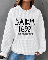 Women's 1692 They Missed One Salem Witch Print Waffle Hoodie