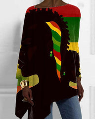 Black Profile History Month Printed Irregular Top