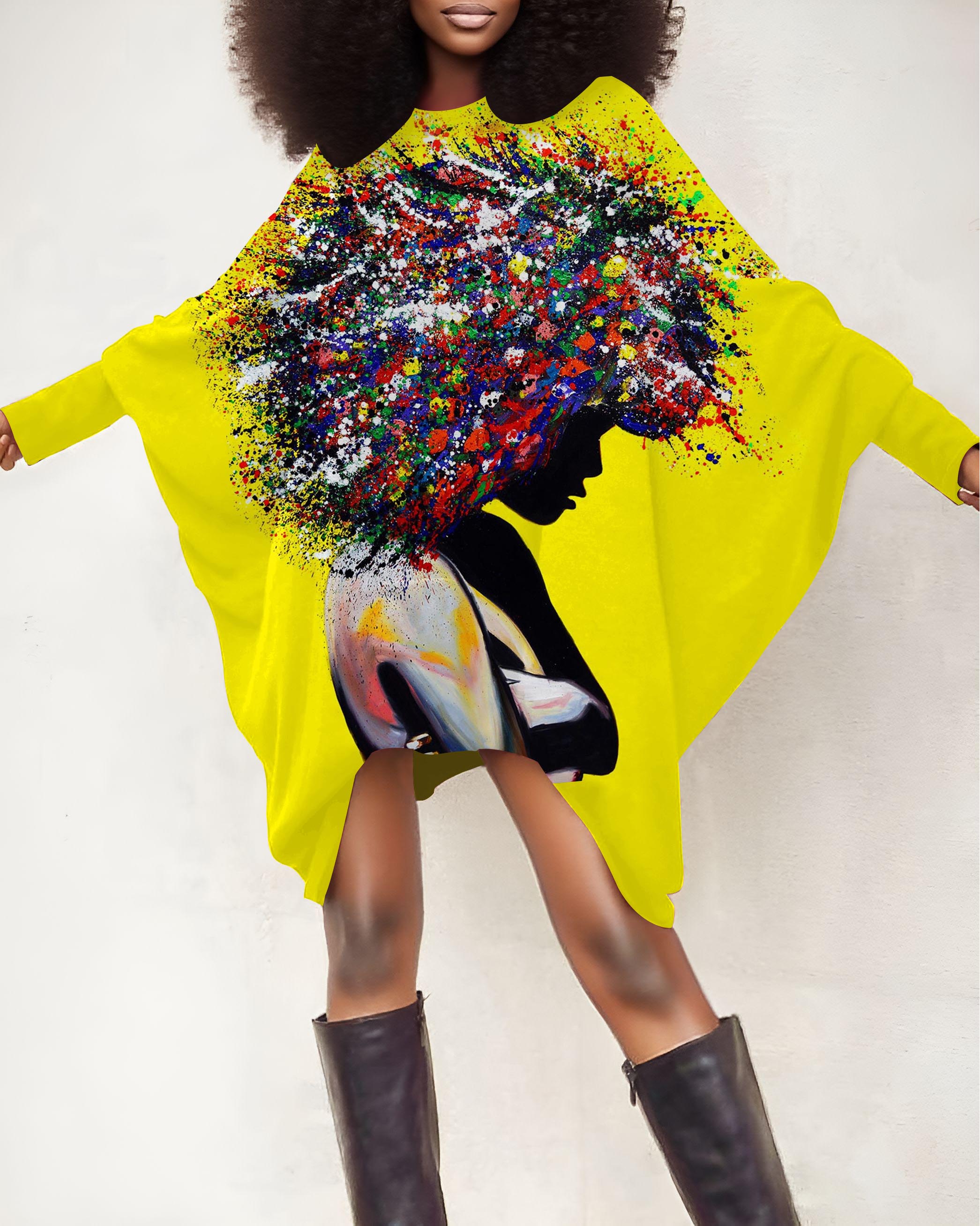 Colorful Afro Girl Oversized Tunic