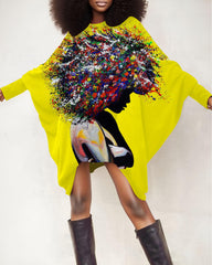 Colorful Afro Girl Oversized Tunic