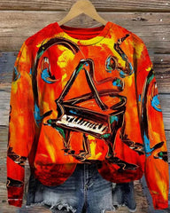 Comstylish Jazz Music Oil Painting Sweatshirt