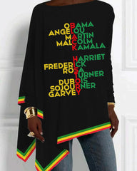 Letter Print Irregular Hem Ladies Top