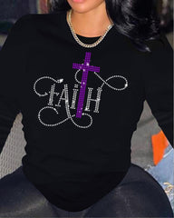 Faith Rhinestone Template Long Sleeve T-shirt