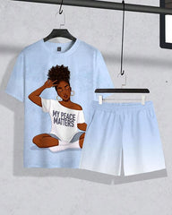 My Peace Matters Unisex Woman Short Sleeve Shorts Set