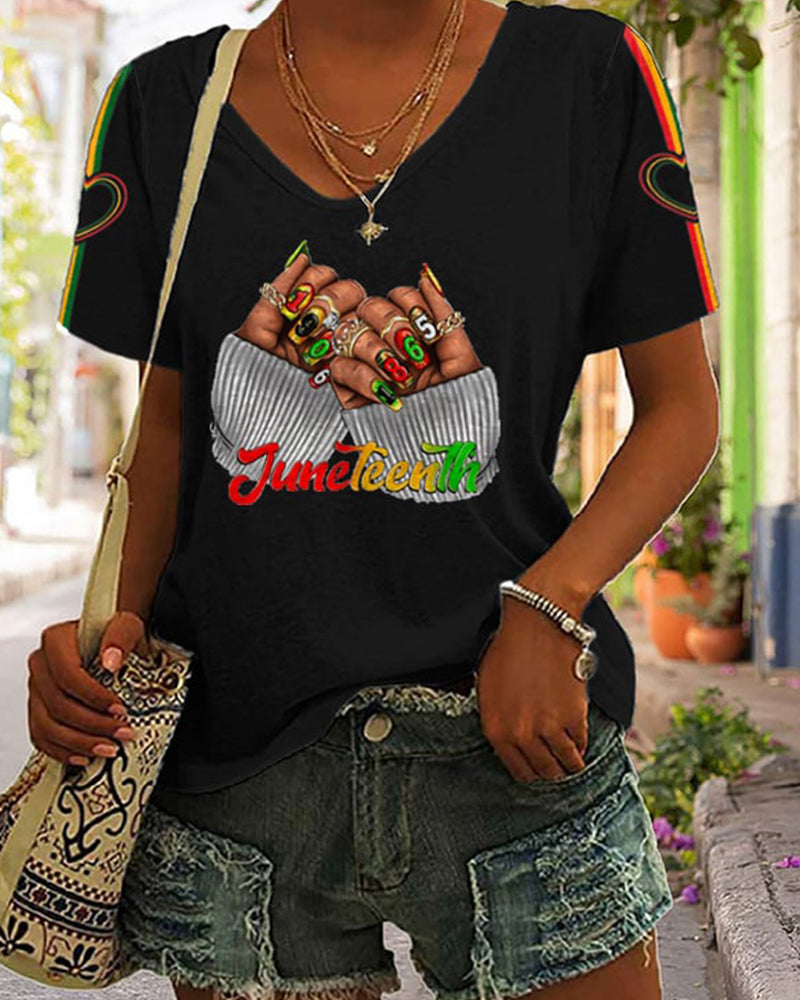 Women's Juneteenth Print Short Sleeve TShirt