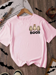 Hangin With My Boots Halloween Cotton Crew Neck Short Sleeve Tshirt