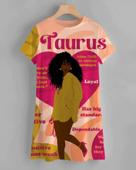 Taurus Girly Season Print Loose Shirt Dress