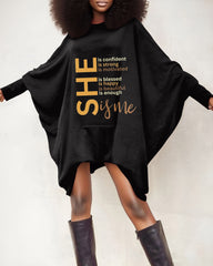 She Is Me Words Oversized Tunic