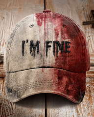 Unisex 'I'm Fine Bloody Halloween' Printed Hat