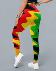 Reggae Rainbow Stripes Print Leggings