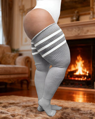 Plus Size Women's Extra Long Thigh High Stripes Socks
